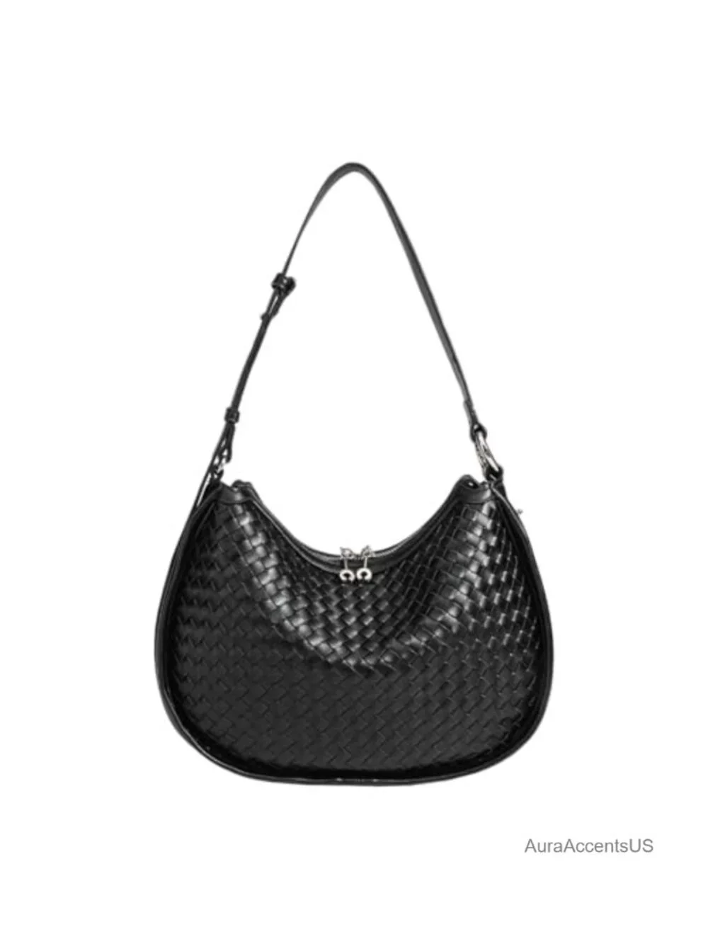 Woven Crossbody Crescent Bag with Detachable Straps Hobo Tote